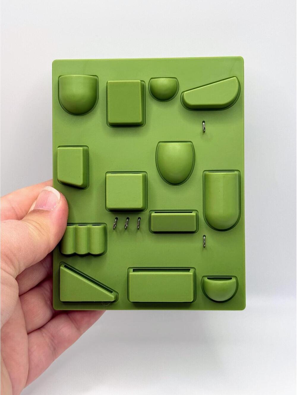 1:6 Scale Miniature MCM Wall Organizer, Green, Uten Silo Style, Mid Century Mod